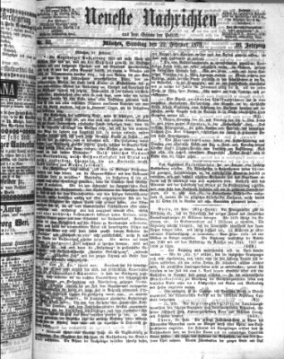 Neueste Nachrichten aus dem Gebiete der Politik (Münchner neueste Nachrichten) Samstag 22. Februar 1873