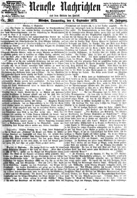 Neueste Nachrichten aus dem Gebiete der Politik (Münchner neueste Nachrichten) Donnerstag 4. September 1873