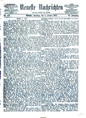 Neueste Nachrichten aus dem Gebiete der Politik (Münchner neueste Nachrichten) Samstag 4. Oktober 1873