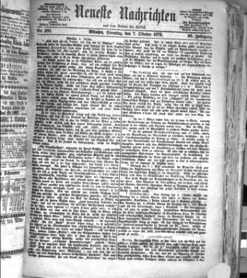 Neueste Nachrichten aus dem Gebiete der Politik (Münchner neueste Nachrichten) Dienstag 7. Oktober 1873