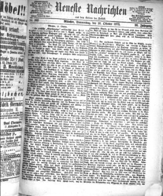 Neueste Nachrichten aus dem Gebiete der Politik (Münchner neueste Nachrichten) Donnerstag 16. Oktober 1873