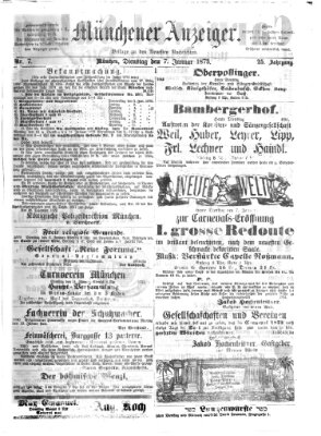 Münchener Anzeiger (Münchner neueste Nachrichten) Dienstag 7. Januar 1873