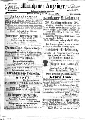 Münchener Anzeiger (Münchner neueste Nachrichten) Samstag 11. Januar 1873