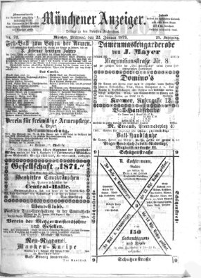 Münchener Anzeiger (Münchner neueste Nachrichten) Mittwoch 22. Januar 1873