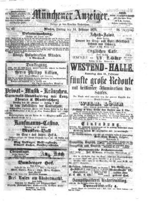 Münchener Anzeiger (Münchner neueste Nachrichten) Freitag 14. Februar 1873