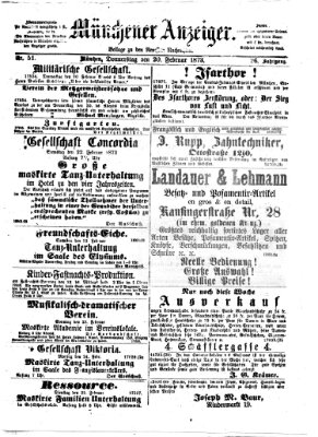 Münchener Anzeiger (Münchner neueste Nachrichten) Donnerstag 20. Februar 1873