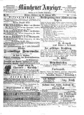 Münchener Anzeiger (Münchner neueste Nachrichten) Mittwoch 26. Februar 1873