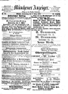 Münchener Anzeiger (Münchner neueste Nachrichten) Donnerstag 6. März 1873