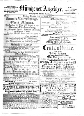 Münchener Anzeiger (Münchner neueste Nachrichten) Dienstag 18. März 1873