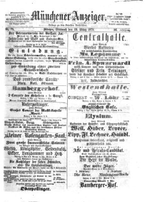 Münchener Anzeiger (Münchner neueste Nachrichten) Mittwoch 19. März 1873