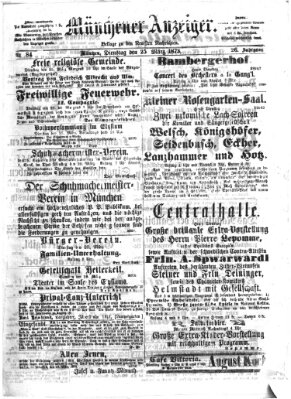 Münchener Anzeiger (Münchner neueste Nachrichten) Dienstag 25. März 1873