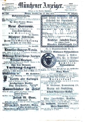 Münchener Anzeiger (Münchner neueste Nachrichten) Dienstag 20. Mai 1873