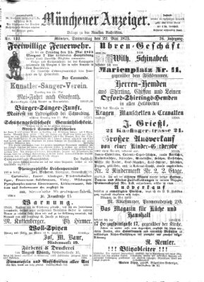 Münchener Anzeiger (Münchner neueste Nachrichten) Donnerstag 22. Mai 1873