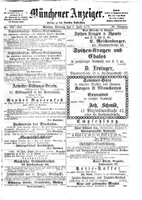 Münchener Anzeiger (Münchner neueste Nachrichten) Sonntag 1. Juni 1873