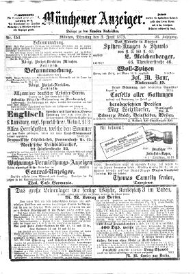 Münchener Anzeiger (Münchner neueste Nachrichten) Dienstag 3. Juni 1873