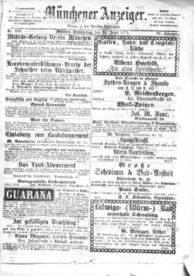 Münchener Anzeiger (Münchner neueste Nachrichten) Donnerstag 12. Juni 1873