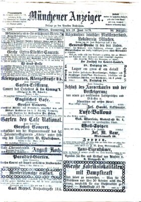 Münchener Anzeiger (Münchner neueste Nachrichten) Donnerstag 19. Juni 1873