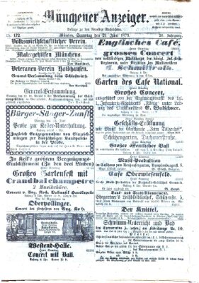 Münchener Anzeiger (Münchner neueste Nachrichten) Samstag 21. Juni 1873