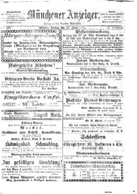 Münchener Anzeiger (Münchner neueste Nachrichten) Freitag 27. Juni 1873