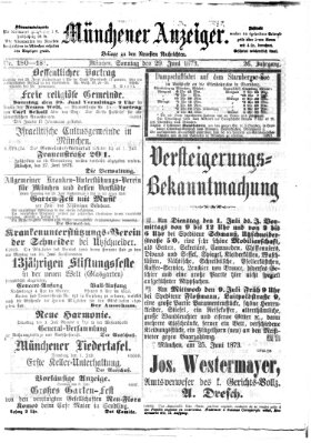 Münchener Anzeiger (Münchner neueste Nachrichten) Sonntag 29. Juni 1873