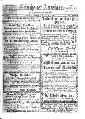 Münchener Anzeiger (Münchner neueste Nachrichten) Samstag 12. Juli 1873