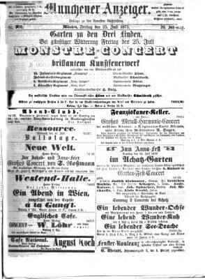 Münchener Anzeiger (Münchner neueste Nachrichten) Freitag 25. Juli 1873