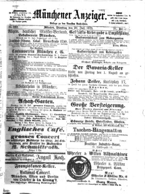 Münchener Anzeiger (Münchner neueste Nachrichten) Dienstag 29. Juli 1873