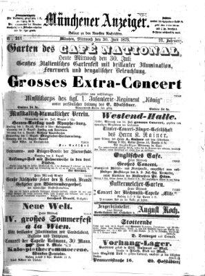 Münchener Anzeiger (Münchner neueste Nachrichten) Mittwoch 30. Juli 1873