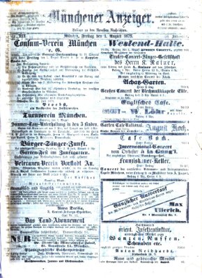 Münchener Anzeiger (Münchner neueste Nachrichten) Freitag 1. August 1873