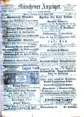 Münchener Anzeiger (Münchner neueste Nachrichten) Samstag 2. August 1873