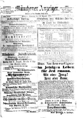 Münchener Anzeiger (Münchner neueste Nachrichten) Sonntag 3. August 1873