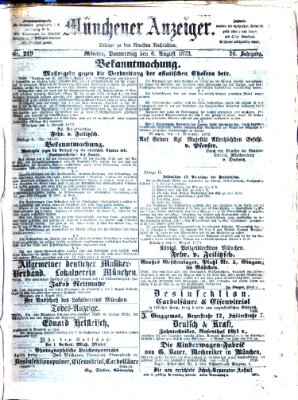 Münchener Anzeiger (Münchner neueste Nachrichten) Donnerstag 7. August 1873