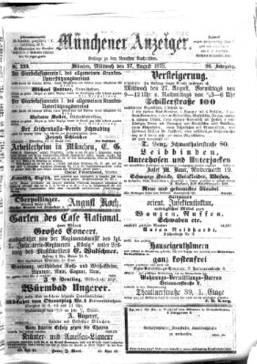 Münchener Anzeiger (Münchner neueste Nachrichten) Mittwoch 27. August 1873