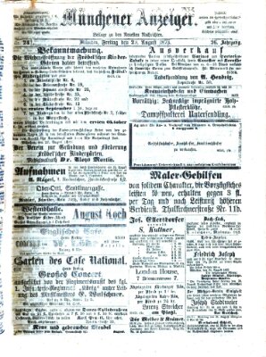 Münchener Anzeiger (Münchner neueste Nachrichten) Freitag 29. August 1873