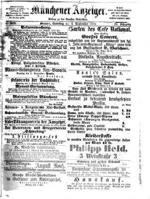 Münchener Anzeiger (Münchner neueste Nachrichten) Samstag 6. September 1873