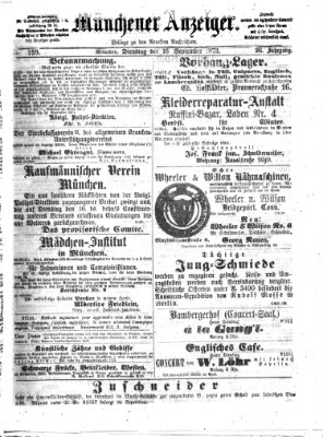 Münchener Anzeiger (Münchner neueste Nachrichten) Dienstag 16. September 1873