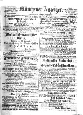 Münchener Anzeiger (Münchner neueste Nachrichten) Sonntag 21. September 1873