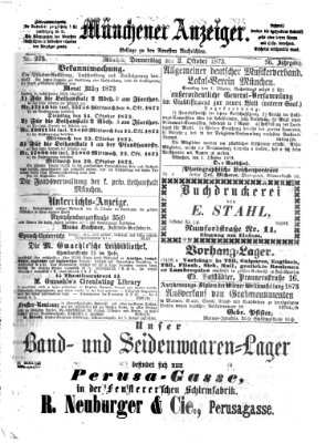 Münchener Anzeiger (Münchner neueste Nachrichten) Donnerstag 2. Oktober 1873