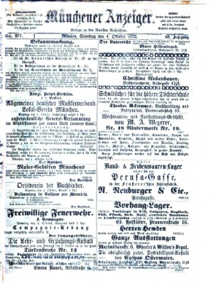 Münchener Anzeiger (Münchner neueste Nachrichten) Samstag 4. Oktober 1873