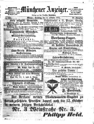 Münchener Anzeiger (Münchner neueste Nachrichten) Samstag 11. Oktober 1873