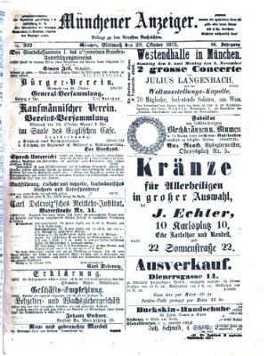 Münchener Anzeiger (Münchner neueste Nachrichten) Mittwoch 29. Oktober 1873