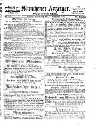 Münchener Anzeiger (Münchner neueste Nachrichten) Donnerstag 13. November 1873