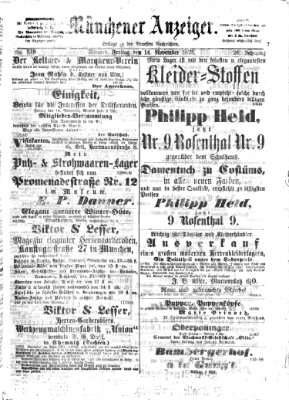 Münchener Anzeiger (Münchner neueste Nachrichten) Freitag 14. November 1873