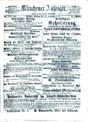 Münchener Anzeiger (Münchner neueste Nachrichten) Sonntag 16. November 1873