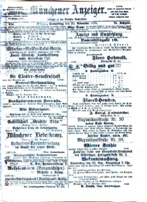Münchener Anzeiger (Münchner neueste Nachrichten) Donnerstag 20. November 1873