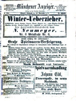 Münchener Anzeiger (Münchner neueste Nachrichten) Mittwoch 26. November 1873