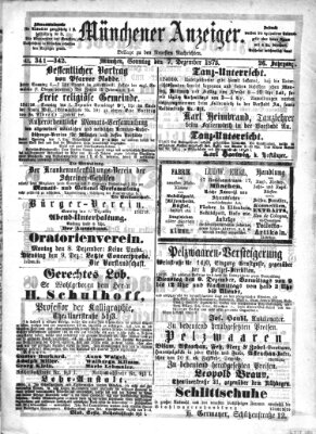 Münchener Anzeiger (Münchner neueste Nachrichten) Sonntag 7. Dezember 1873