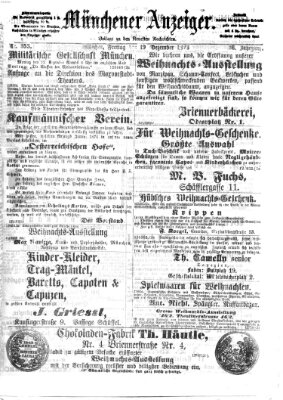 Münchener Anzeiger (Münchner neueste Nachrichten) Freitag 19. Dezember 1873