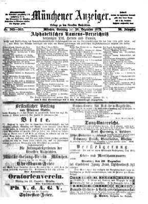 Münchener Anzeiger (Münchner neueste Nachrichten) Sonntag 28. Dezember 1873