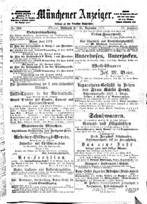 Münchener Anzeiger (Münchner neueste Nachrichten) Mittwoch 31. Dezember 1873